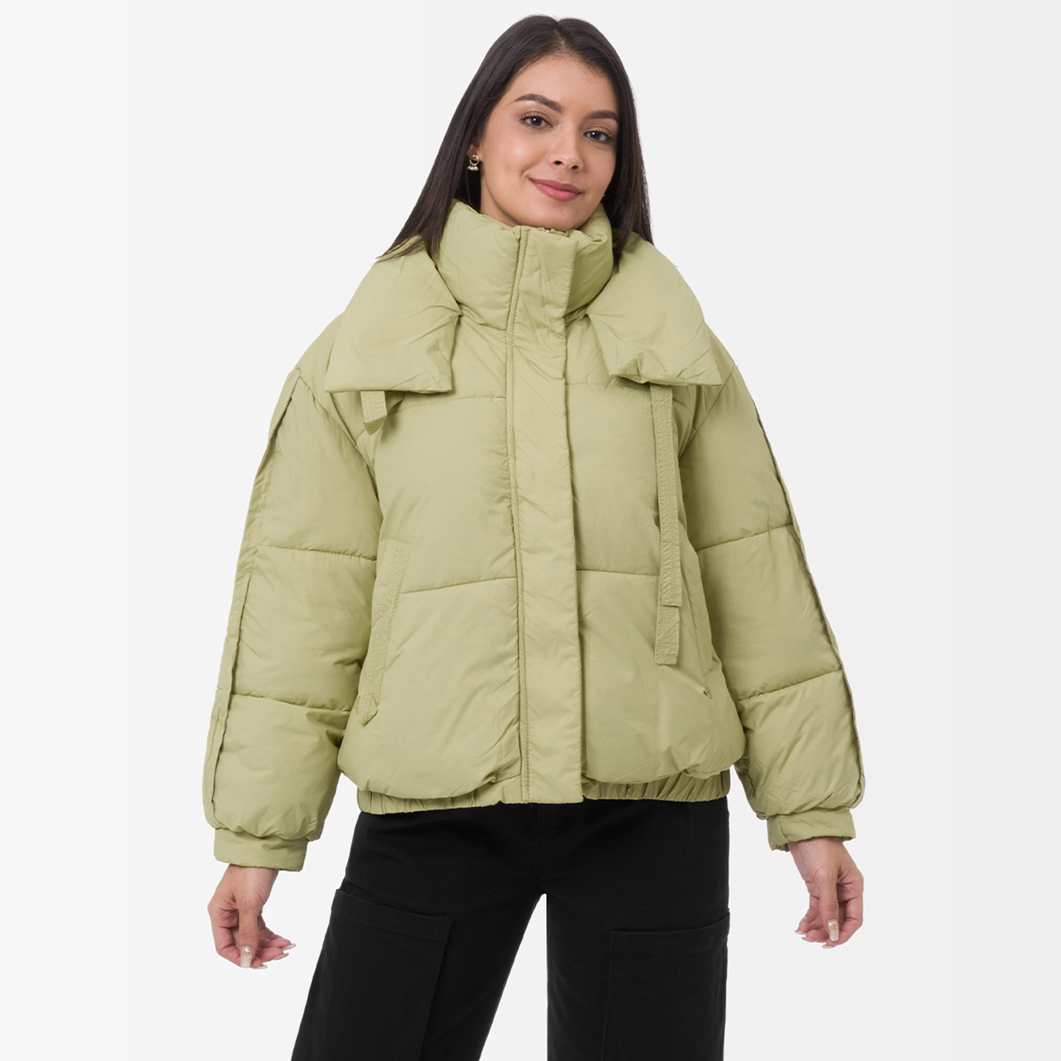 Casaca Taslan Acolchada C/F Donsei Verde Limon Diverxia