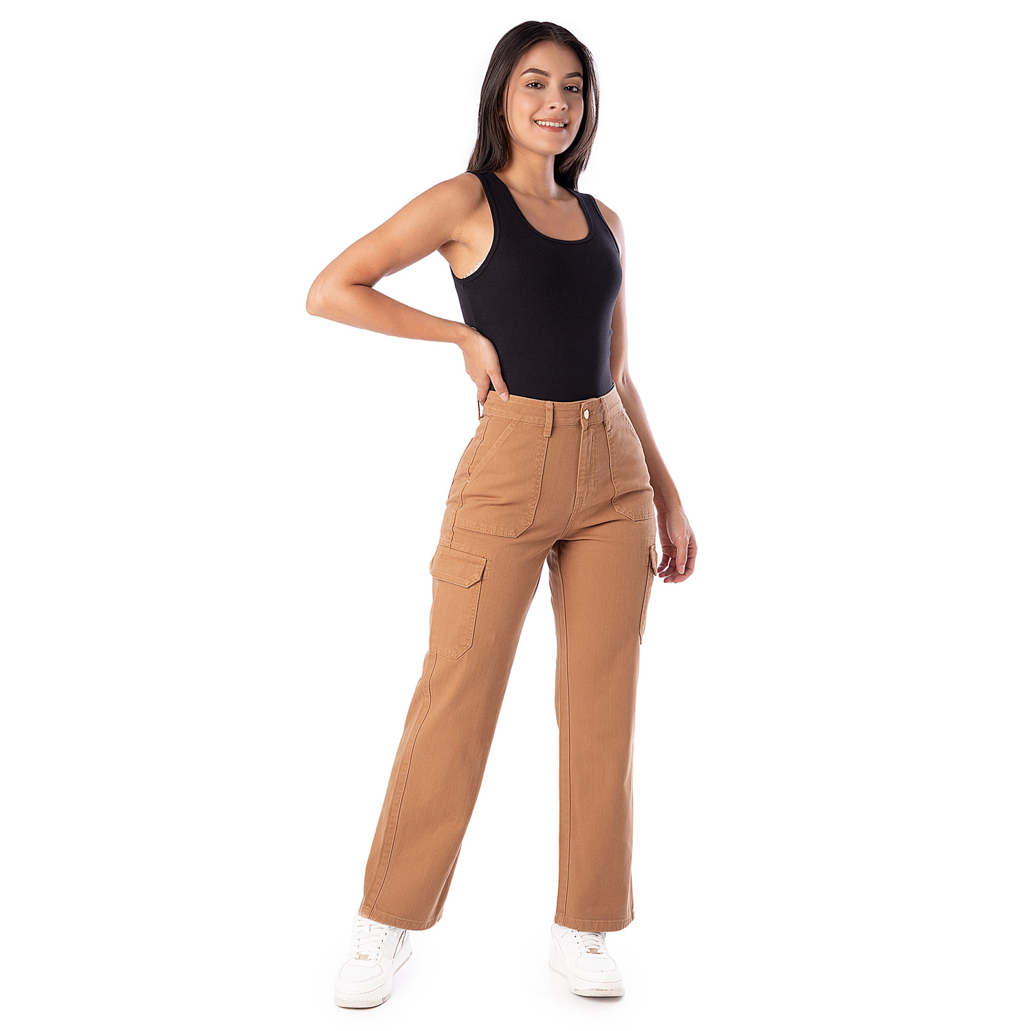 Pantalon Cargo Twill Color (Straight) Yium Drill Khaki Diverxia - Main Image