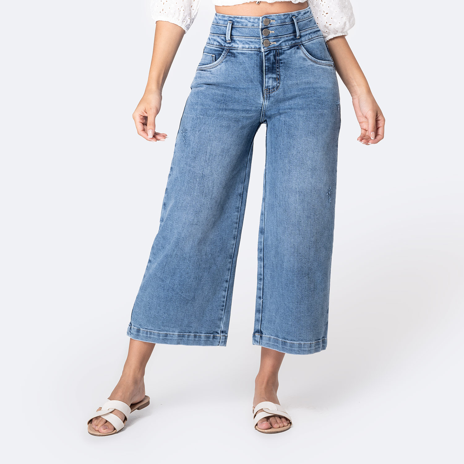 Pantalon Culotte Jean Cnt Koralin Total Sky Torn Diverxia