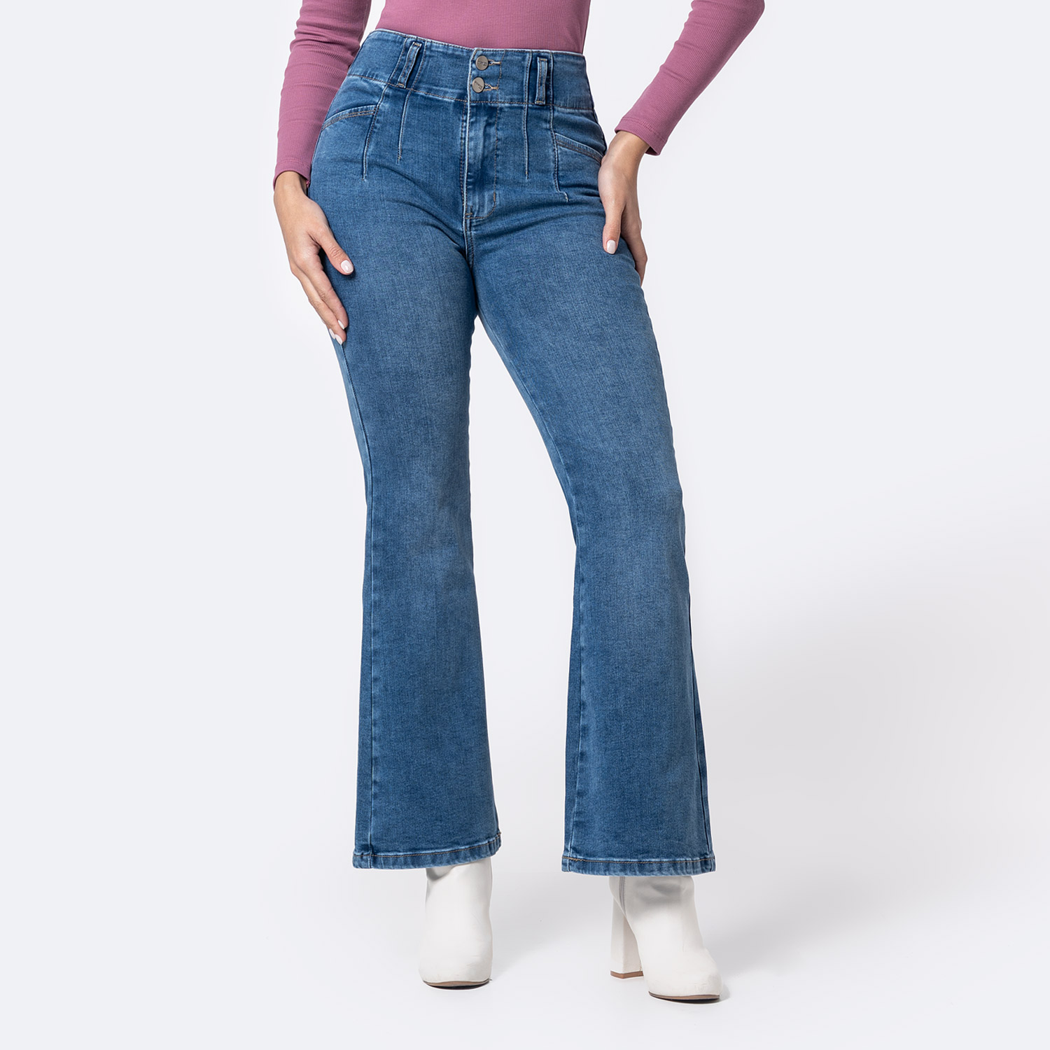 Pantalon Flare Jean Stch. Cnt Arorah T. Bleach Hb | Diverxia